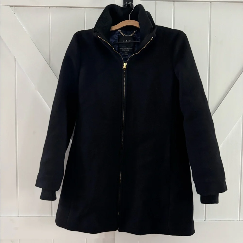 J. Crew Italian Stadium Cloth by Nello Gori Cocoon Black Wool Coat Jacket